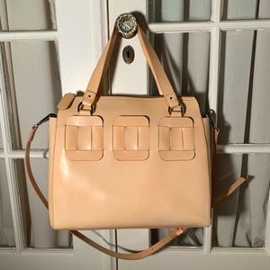 Orla Kiely natural leather satchel